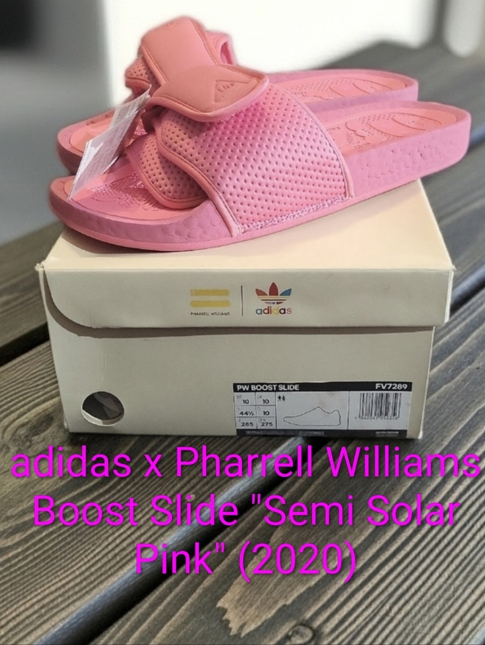 adidas x Pharrell Williams Boost Slide "Semi Solar Pink" M10/W11.5 NWT & BOX